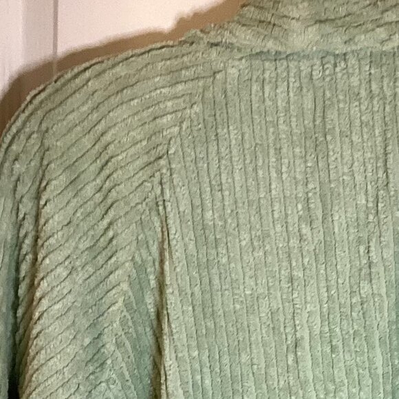 Vintage Diamond Tea Green Women's Bath Robe Size M-L Shoulder Pads Bathrobe - Picture 11 of 13